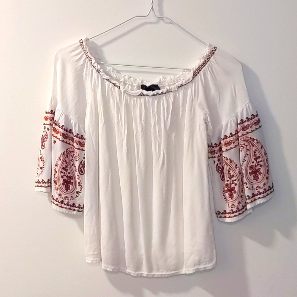 Francesca's Blue Rain Flowy Blouse